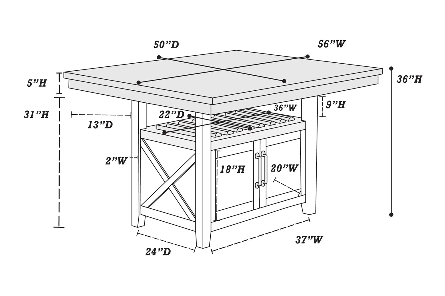 7 PIECES COUNTER HEIGHT DINING SET, F2569