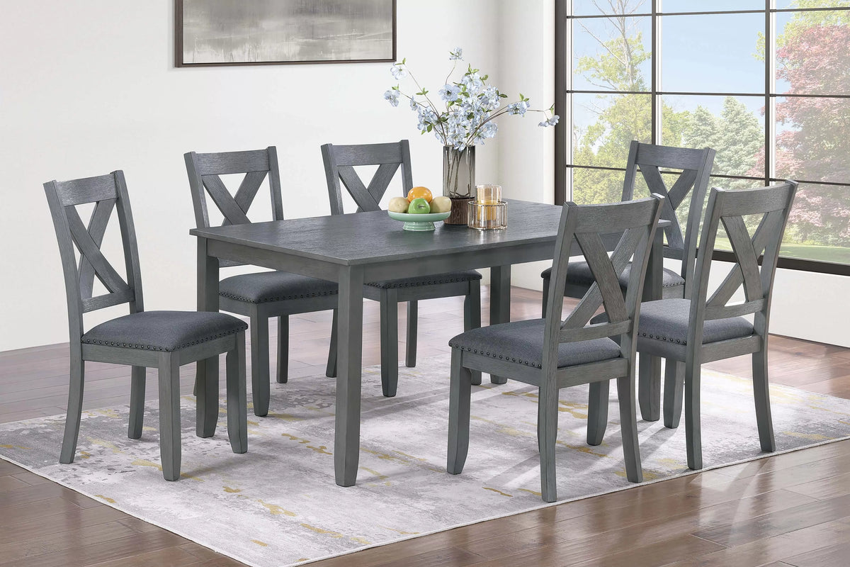 POUNDEX, GRAY 7 PIECES DINING SET, F2638