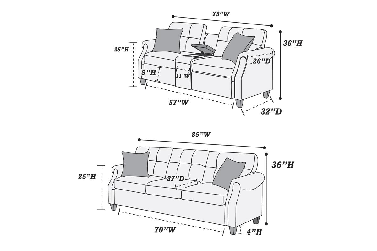 2 Pieces sofa set dark coffee with USB, F6413