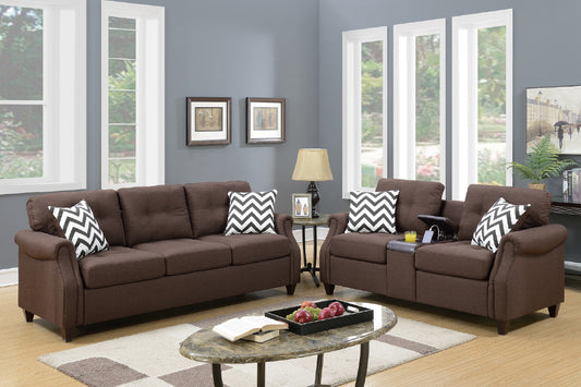 2 Pieces sofa set dark coffee with USB, F6413