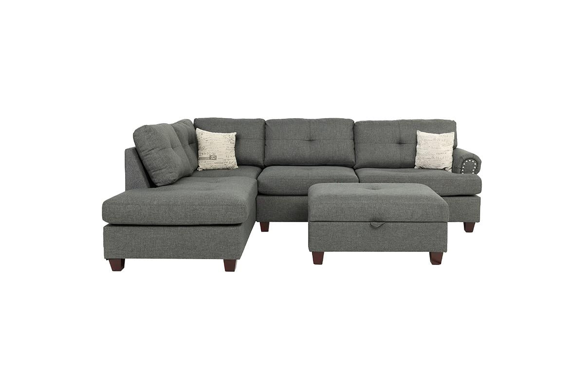 REVERSIBLE SECTIONAL GRAY WITH OTTOMAN, F6414