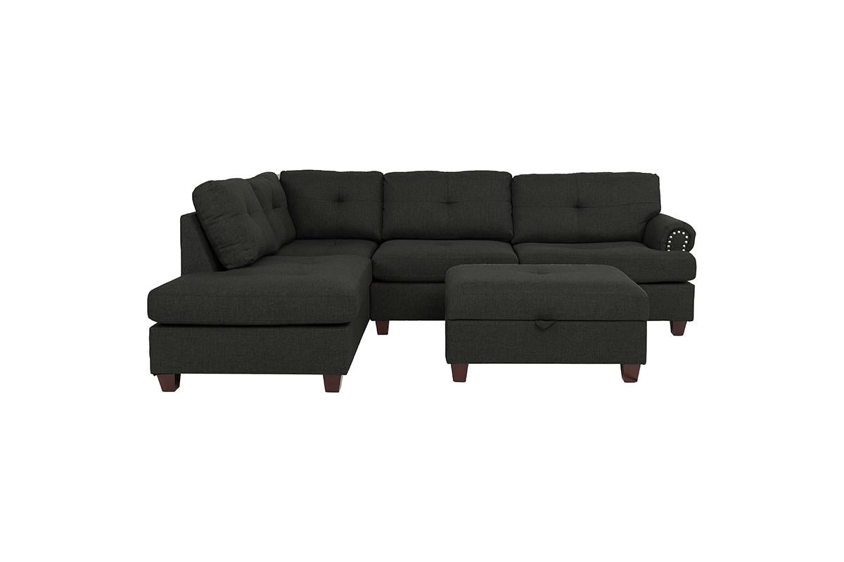 REVERSIBLE SECTIONAL GRAY WITH OTTOMAN, F6415