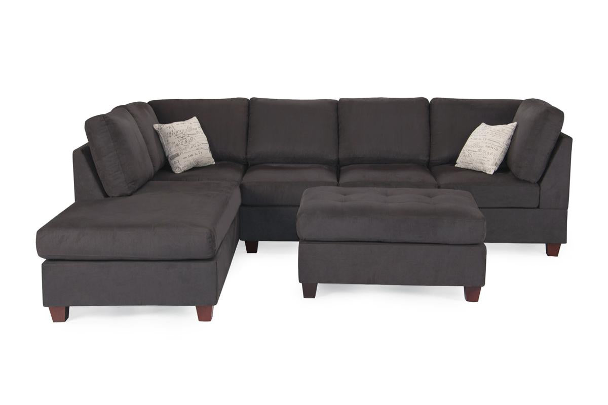 REVERISBLE SECTIONAL EBONY WITH OTTOMAN, F6423