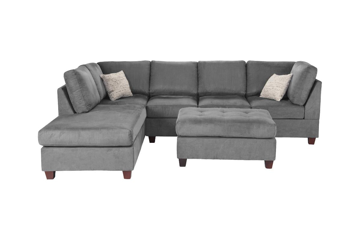 REVERISBLE SECTIONAL EBONY WITH OTTOMAN, F6424