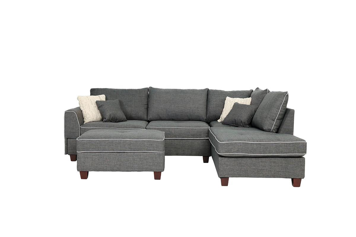 REVERSIBLE SECTIONAL STEEL LINEN, WITH OTOMAN, F6542