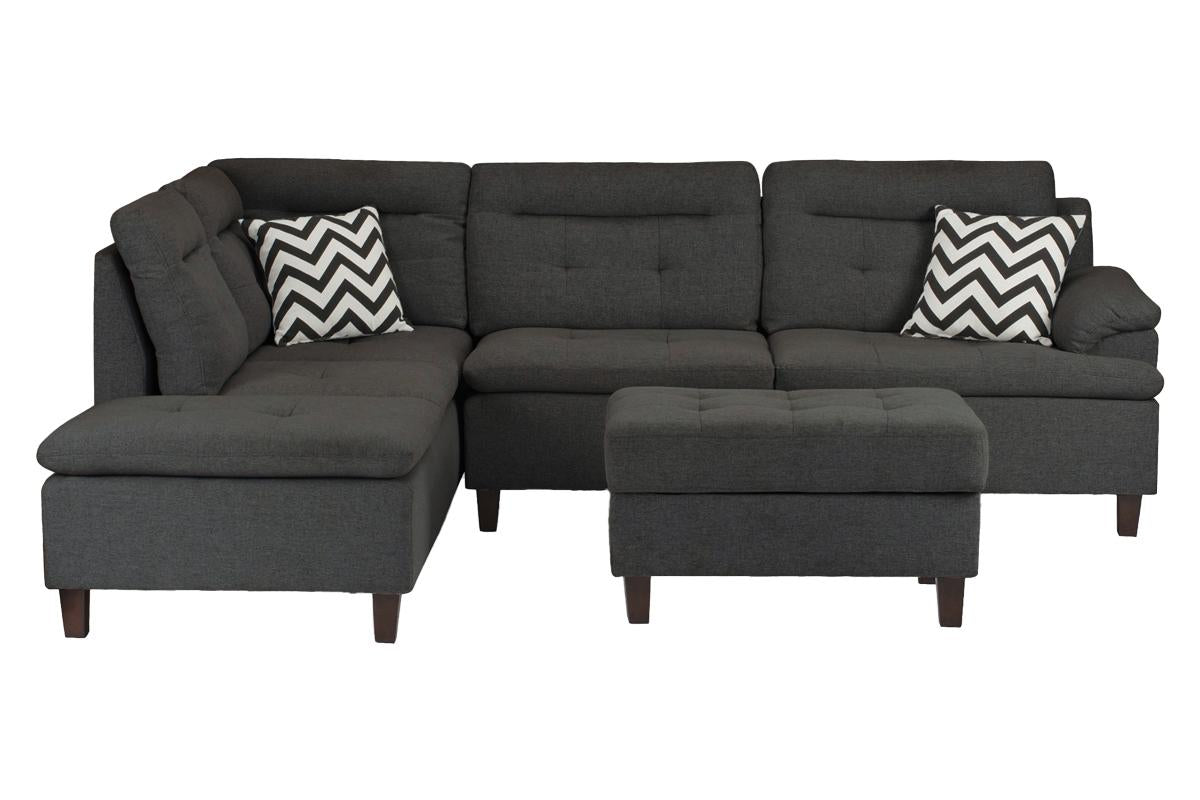 SECTIONAL CHARCOAL WITH STORAGE OTTOMAN, F6590