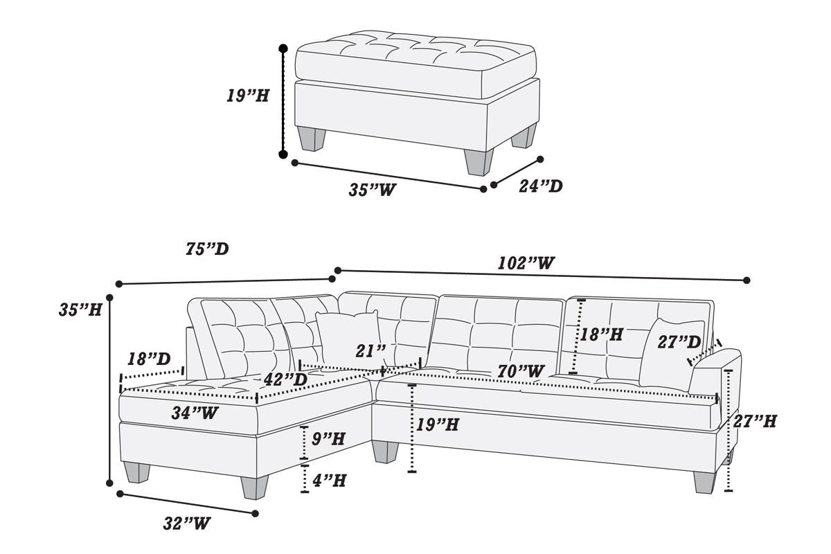 REVERSIBLE SECTIONAL ESPRESSO WITH OTTOMAN, F6855