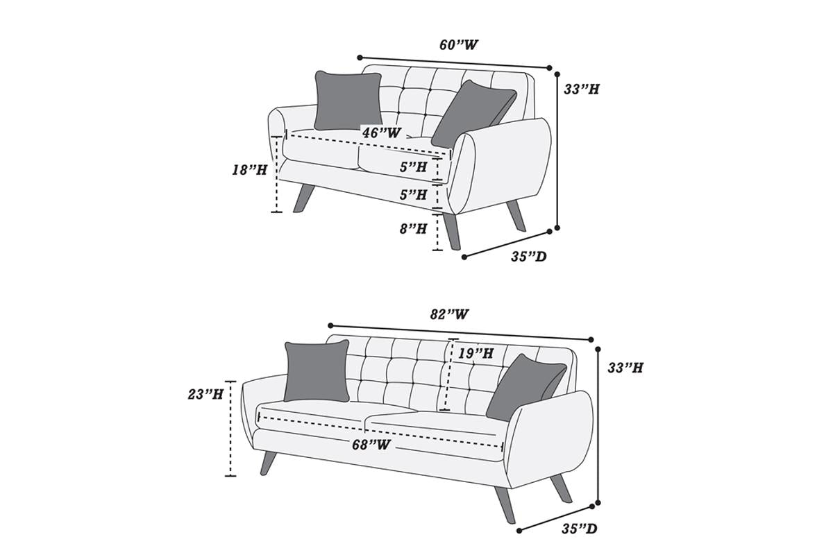 2 Pieces sofa set ash black, F6913