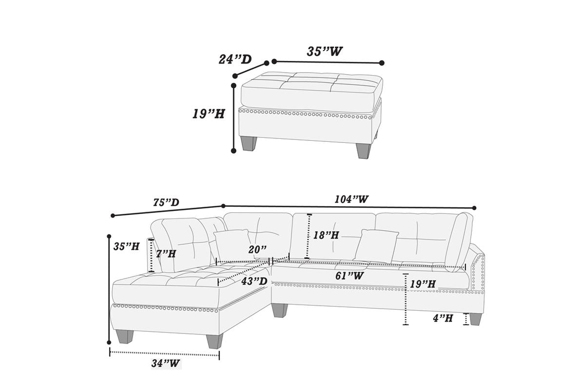 REVERSIBLE SECTIONAL BLACK WITH OTTOMAN, F6974