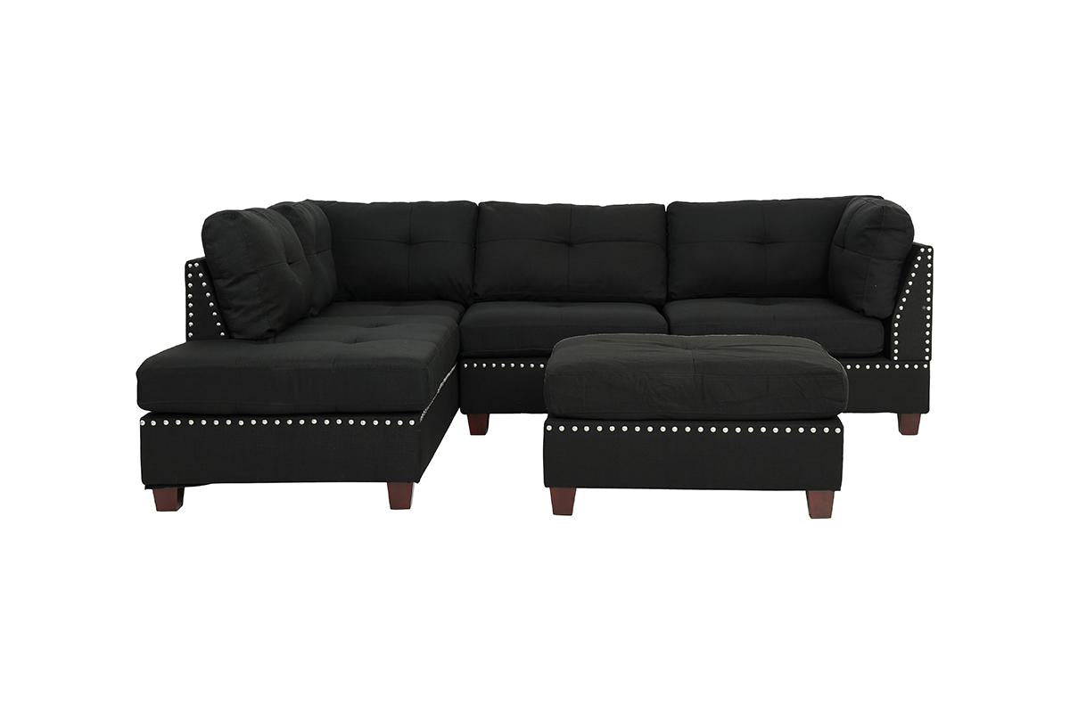 REVERSIBLE SECTIONAL BLACK WITH OTTOMAN, F6974