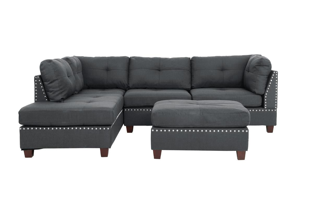 REVERSIBLE SECTIONAL GRAY WITH OTTOMAN, F6975