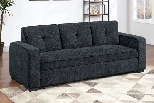 POUNDEX, BLACK CONVERTIBLE SOFA, F7121