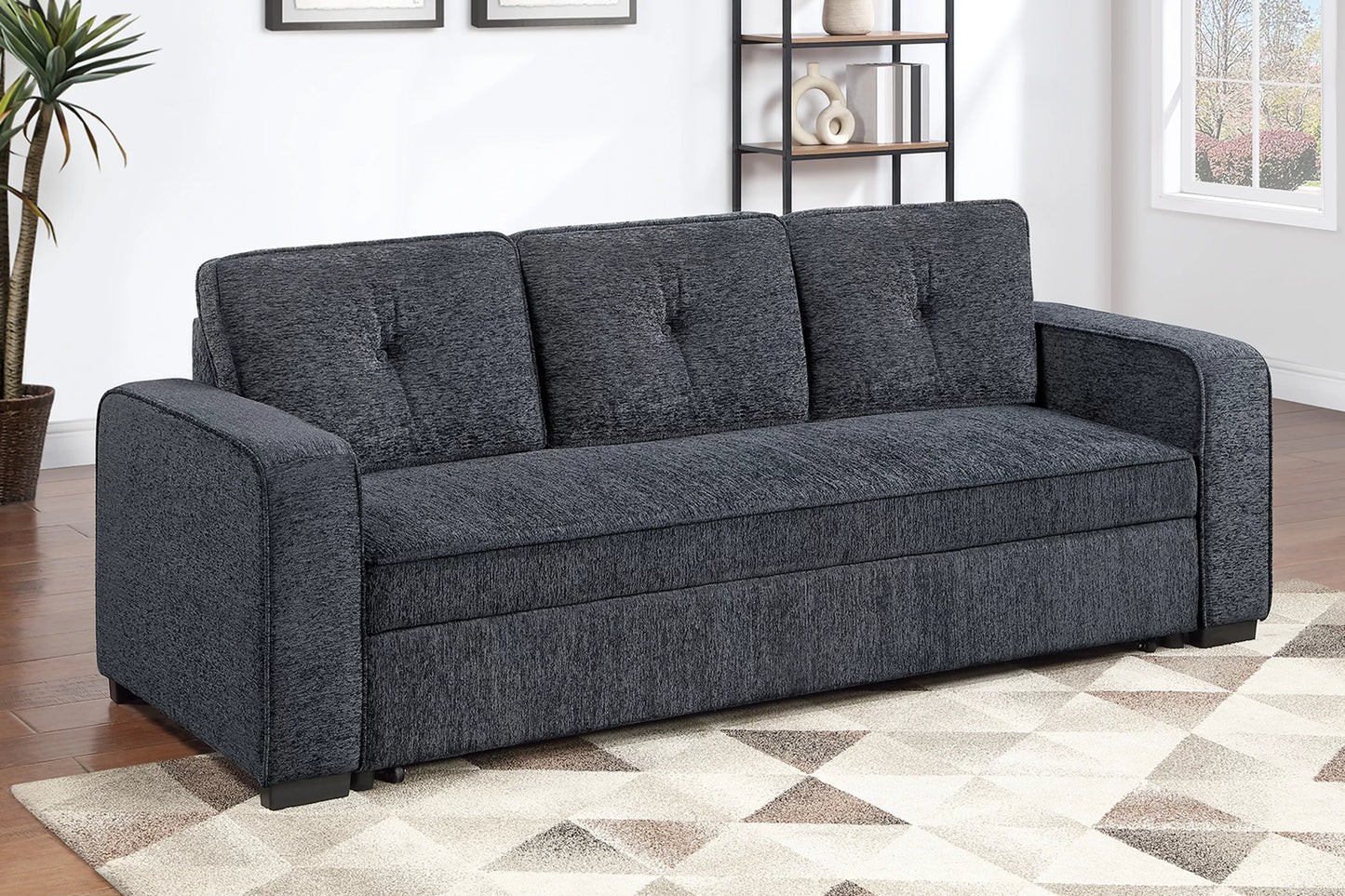 POUNDEX, DARK GRAY CONVERTIBLE SOFA, F7122