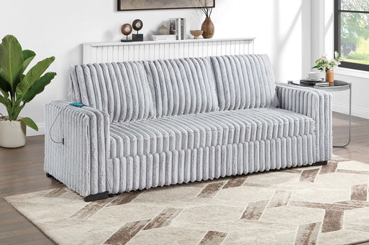 POUNDEX, MINK GRAY CONVERTIBLE SOFA, F7126