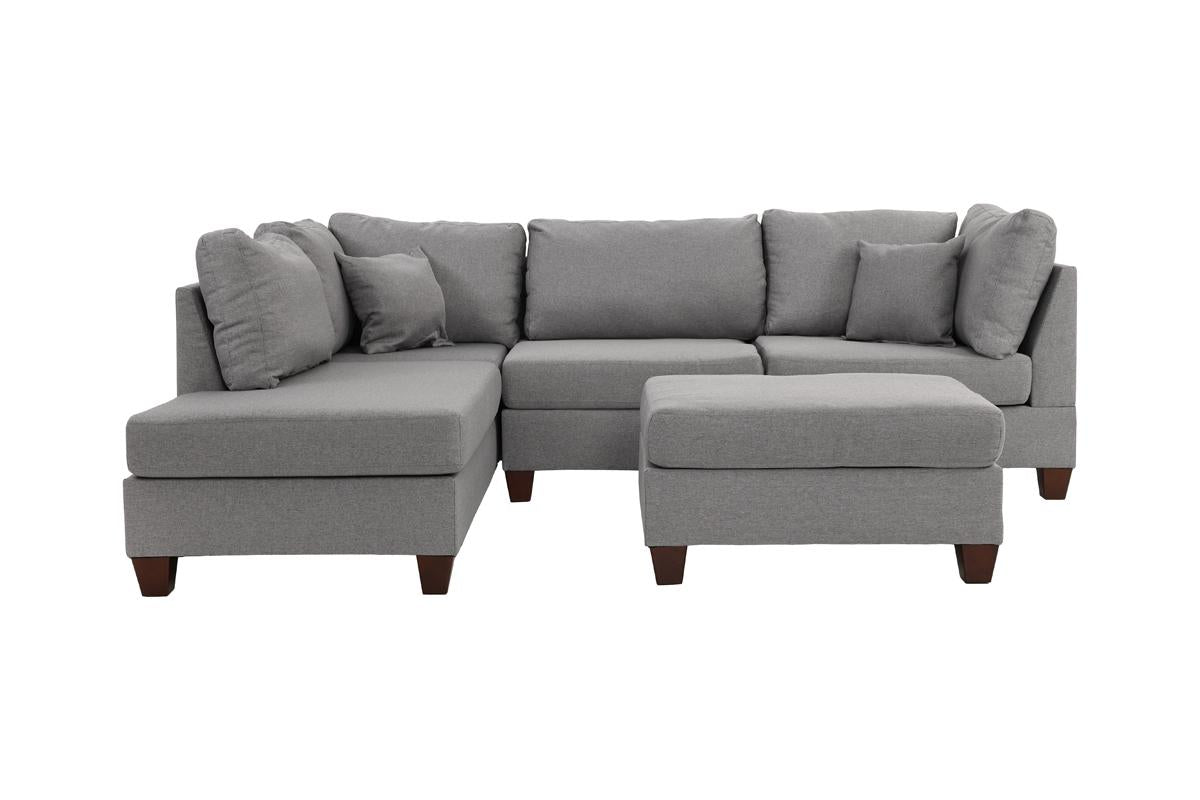 REVERSIBLE SECTIONAL WITH OTTOMAN GRAY, F7606