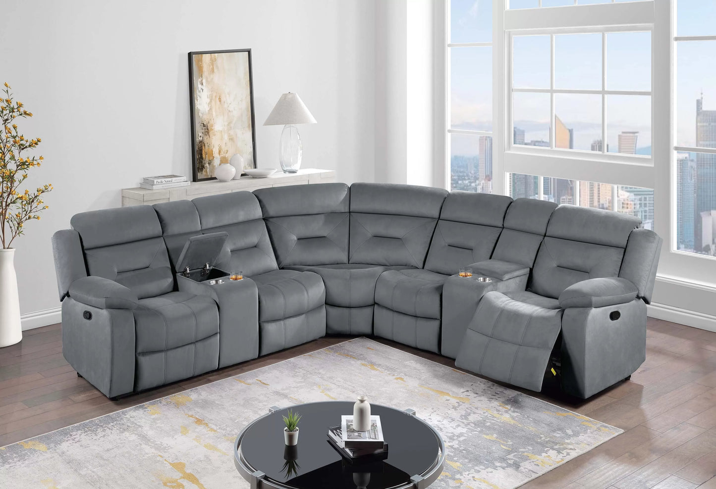 POUNDEX, MANUAL RECLINING SECTIONAL, F8144 / F8146