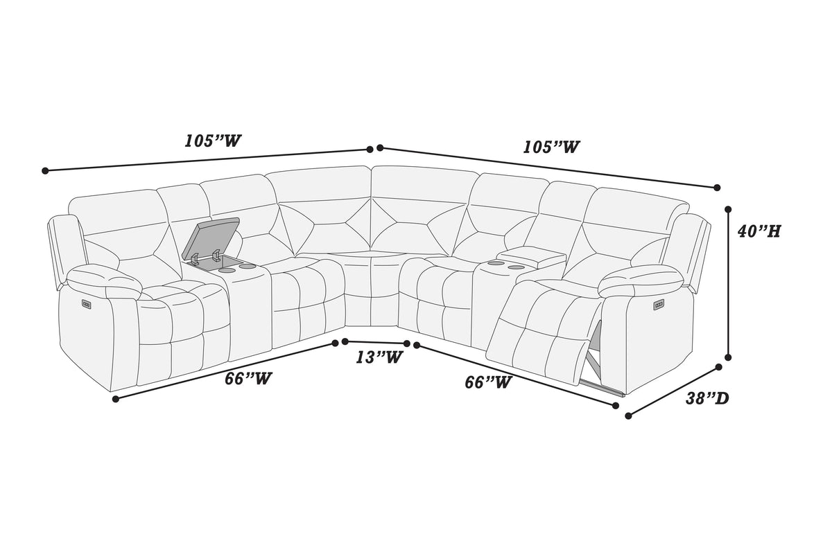 POUNDEX, MANUAL RECLINING SECTIONAL, F8144 / F8146