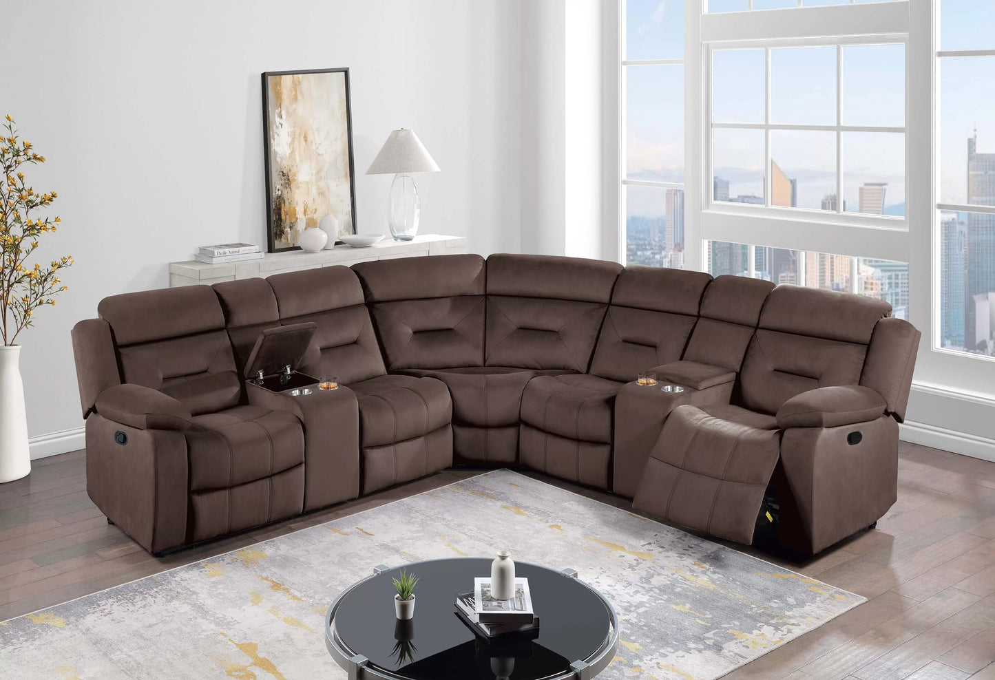 POUNDEX, MANUAL RECLINING SECTIONAL, F8144 / F8146