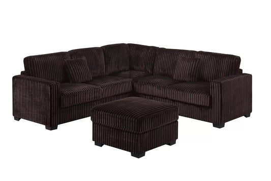 FURRY CORDUROY SECTIONAL WITH OTTOMAN (2 COLORS)