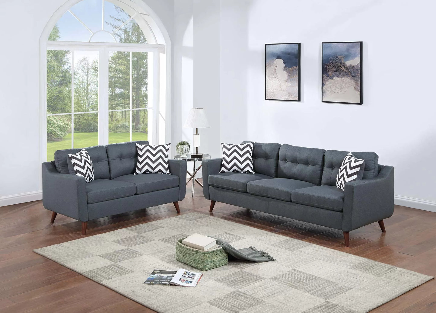 Poundex, 2 Pieces sofa set linen, F8443