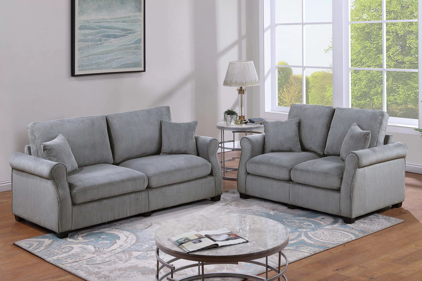 Poundex, 2 Pieces sofa set corduroy, F8429