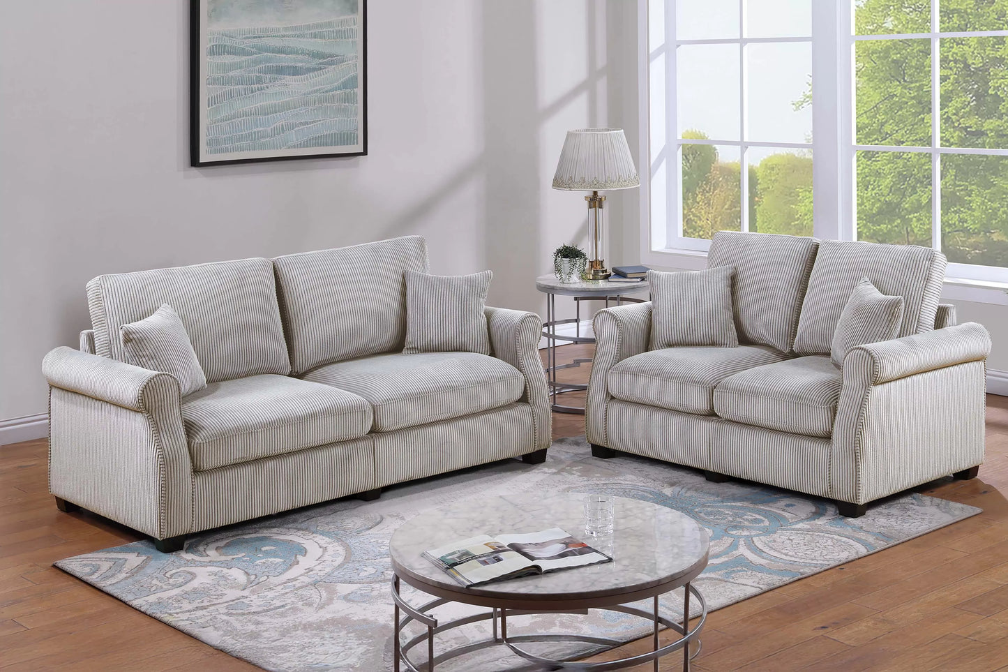 Poundex, 2 Pieces sofa set corduroy, F8429
