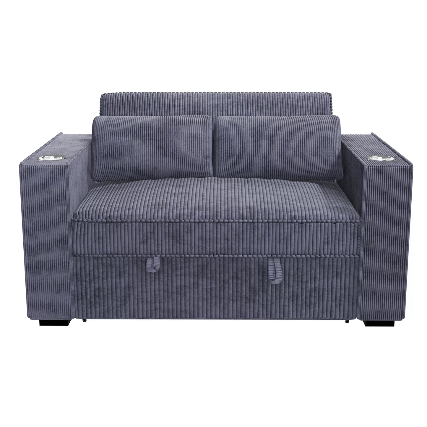 POUNDEX, GRAY CORDUROY SLEEPER SOFA, F8547