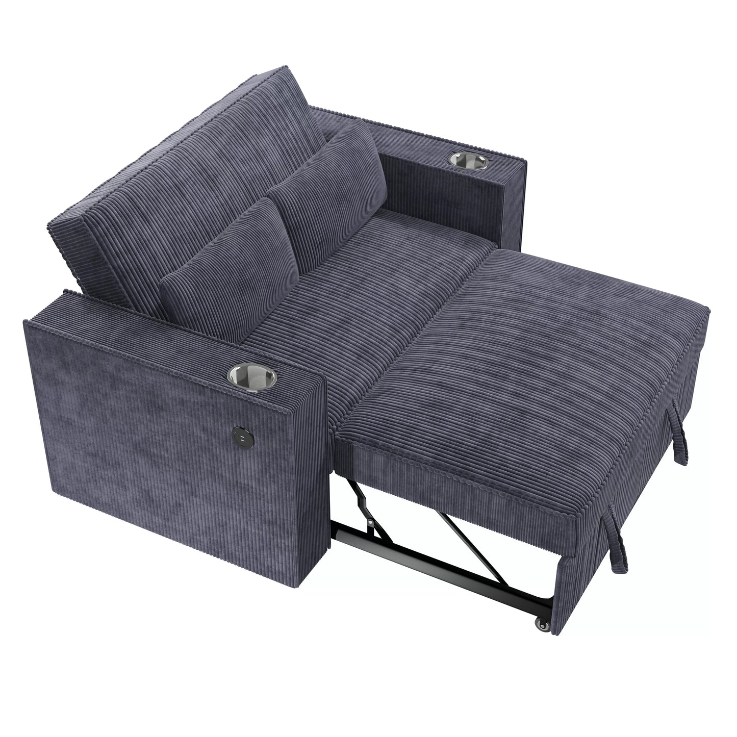 POUNDEX, GRAY CORDUROY SLEEPER SOFA, F8547