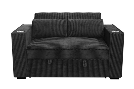POUNDEX, BLACK CORDUROY SLEEPER SOFA, F8568