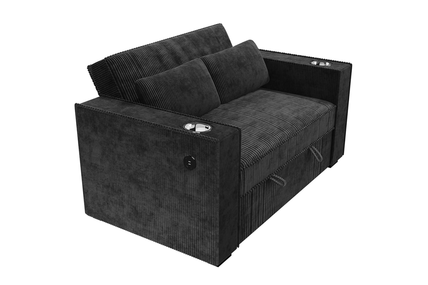 POUNDEX, BLACK CORDUROY SLEEPER SOFA, F8568