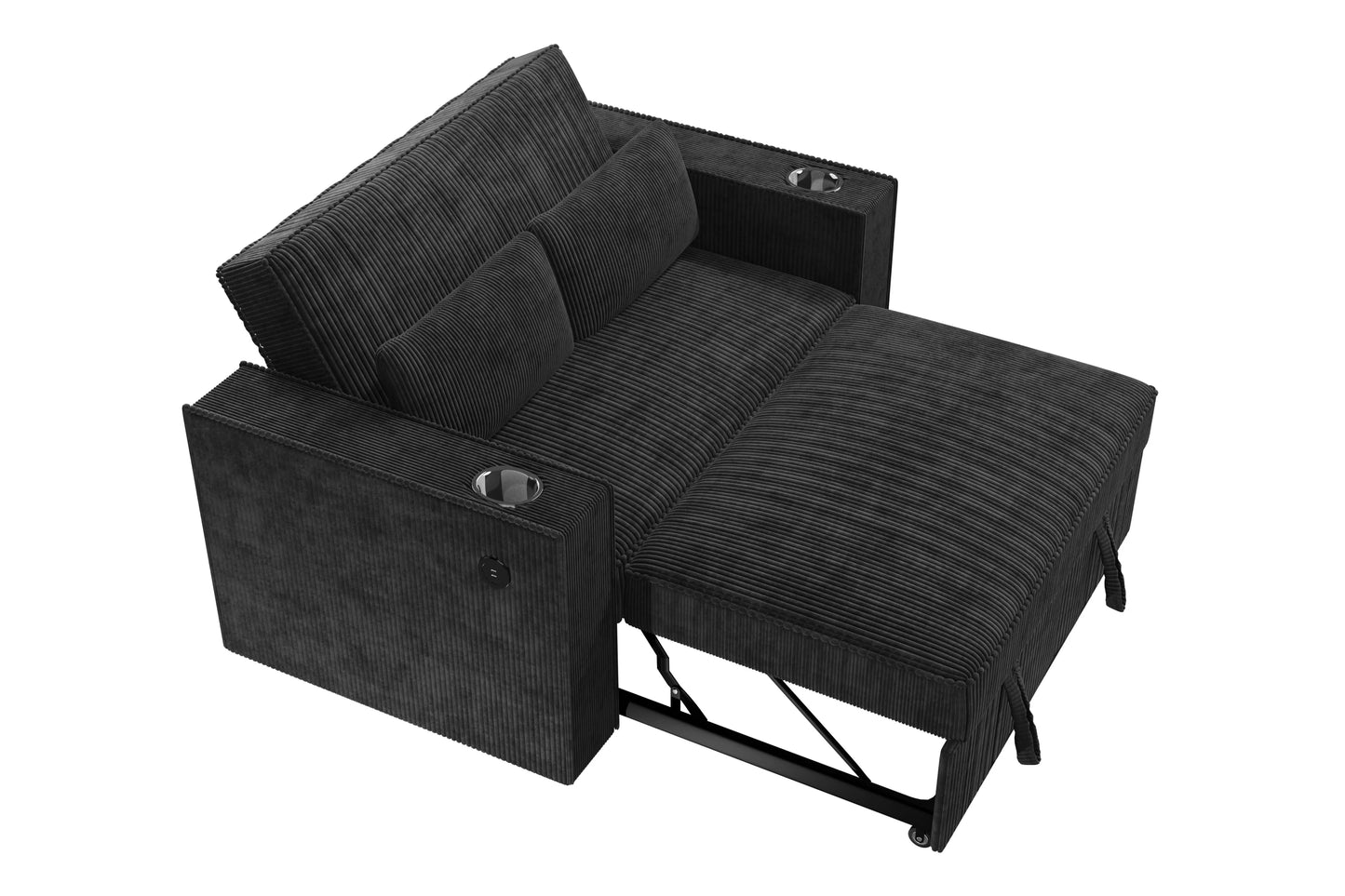POUNDEX, BLACK CORDUROY SLEEPER SOFA, F8568