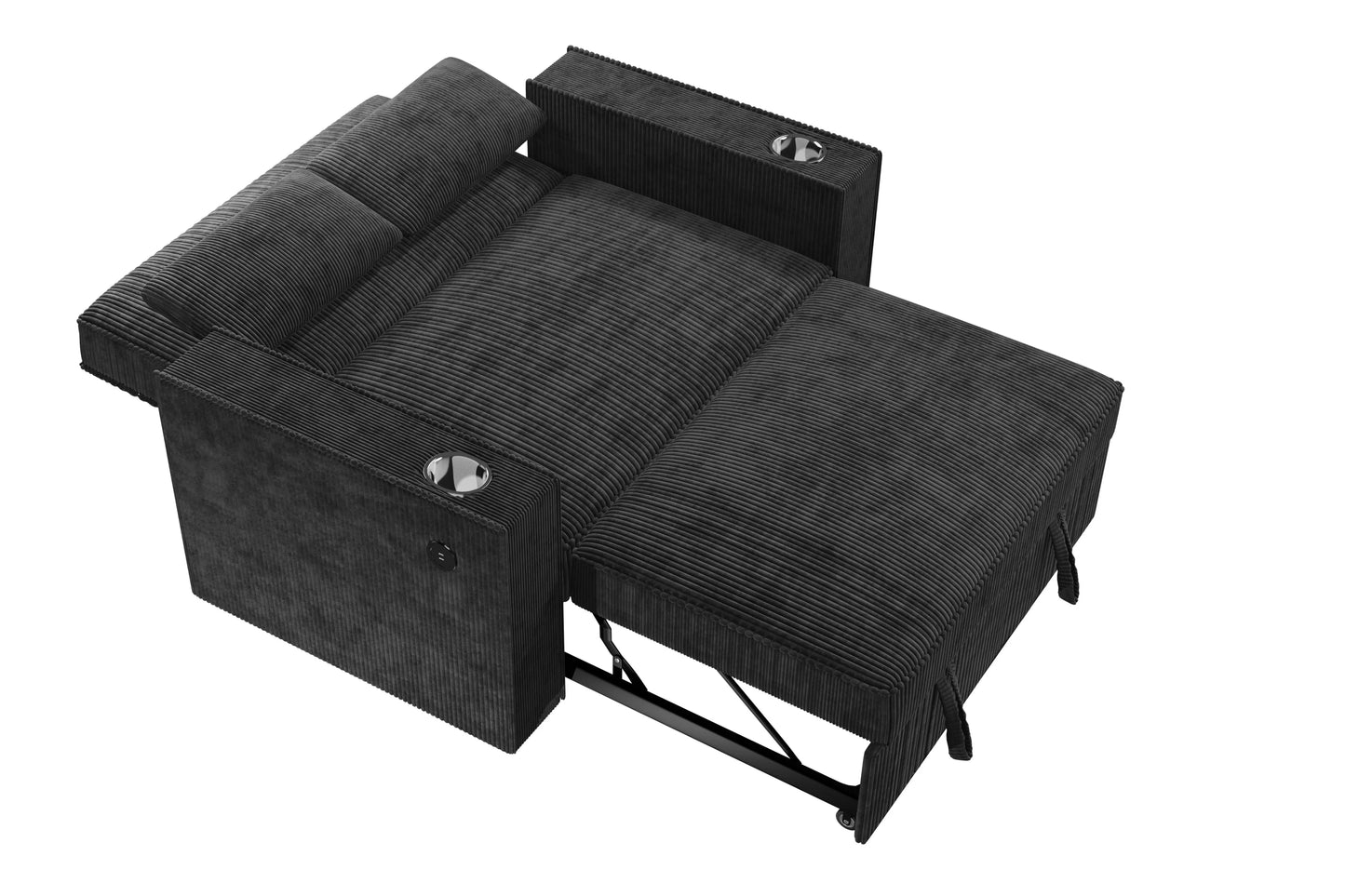 POUNDEX, BLACK CORDUROY SLEEPER SOFA, F8568