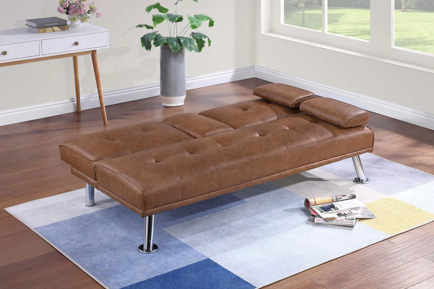 POUNDEX, BROWN ADJUSTABLE SOFA, F8590
