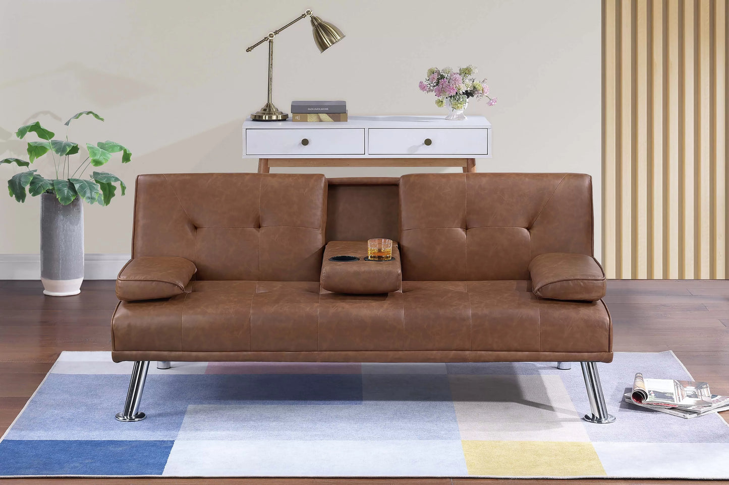 POUNDEX, BROWN ADJUSTABLE SOFA, F8590