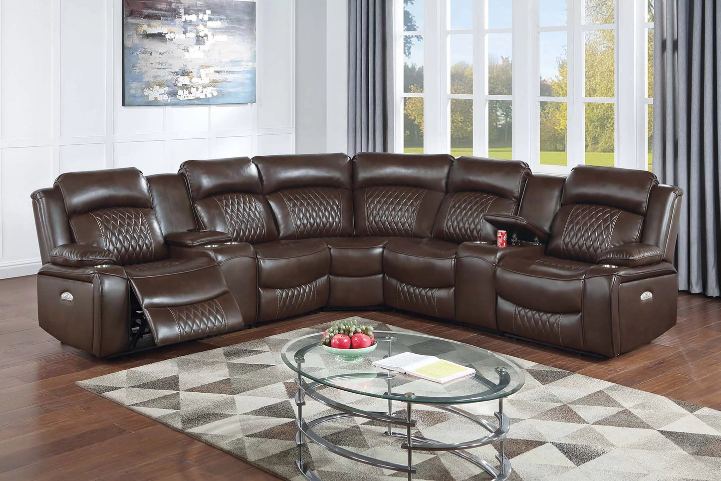 POUNDEX, POWER RECLINING SECTIONAL GEL LEATHERETTE (2 COLORS), F86632