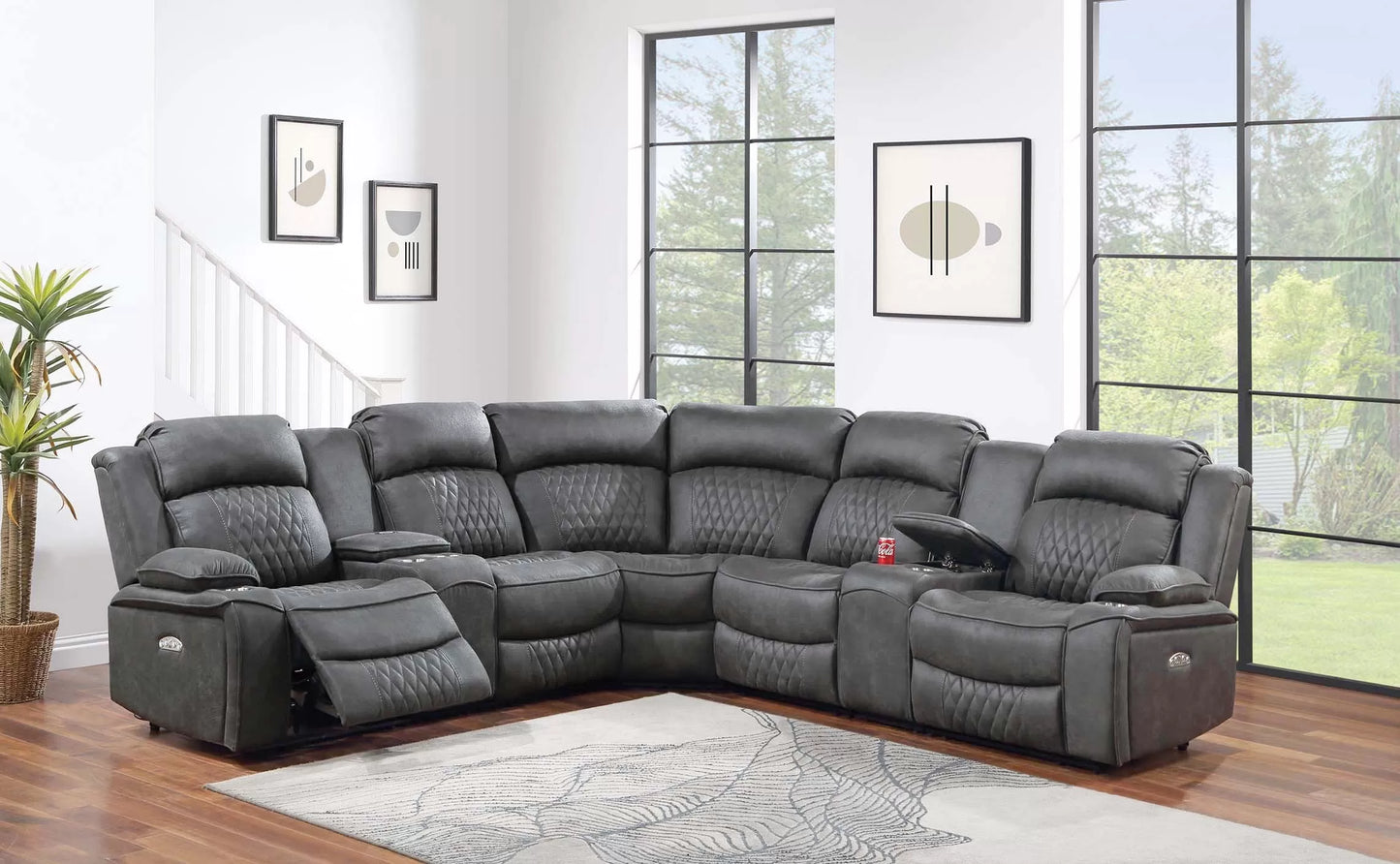 POUNDEX, POWER RECLINING SECTIONAL GEL LEATHERETTE (2 COLORS), F86632