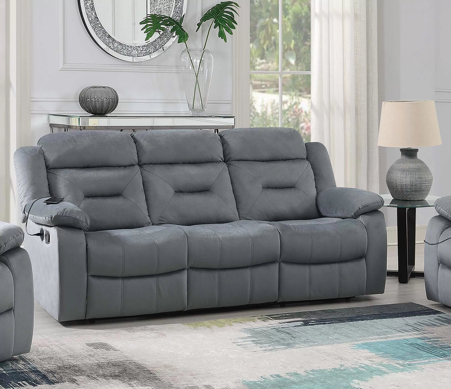 MANUAL RECLINING SOFA SET GRAY