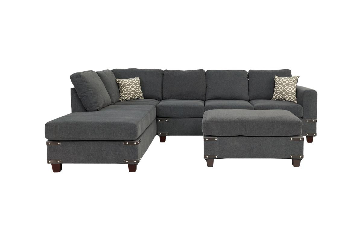 REVERSIBLE SECTIONAL WITH OTTOMAN MUSHROOM, F8804