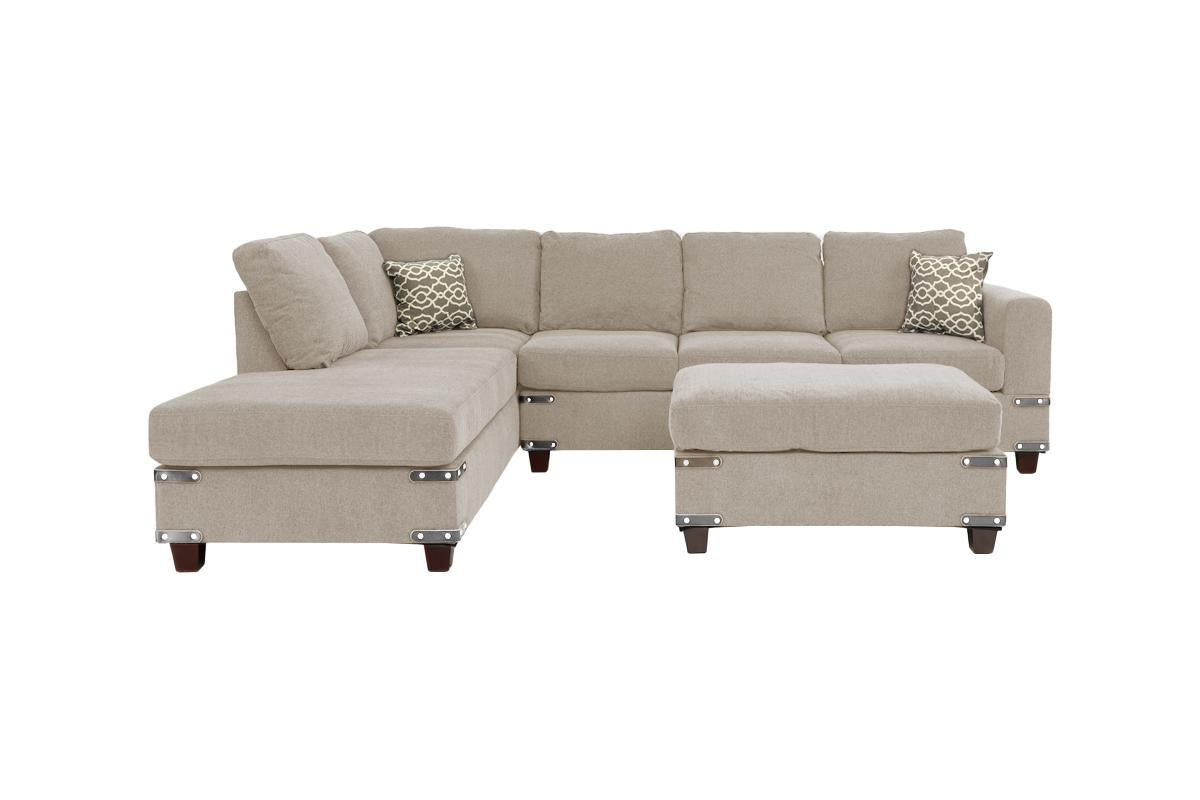 REVERSIBLE SECTIONAL WITH OTTOMAN MUSHROOM, F8805