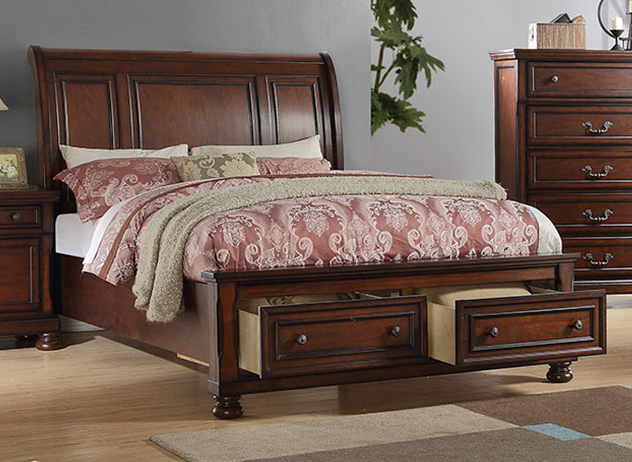 POUNDEX, QUEEN SIZE BED FRAME CHERY BROWN,  F9290Q