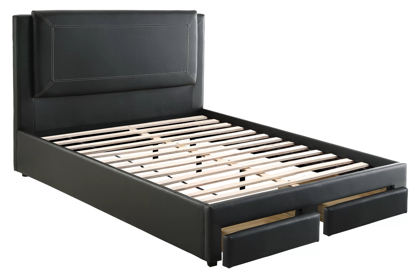 POUNDEX, FULL SIZE BED FRAME WITH FRONT DRAWERS, F9365F