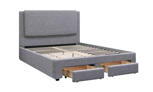 POUNDEX, FULL SIZE BED FRAME WITH FRONT DRAWERS, F9365F