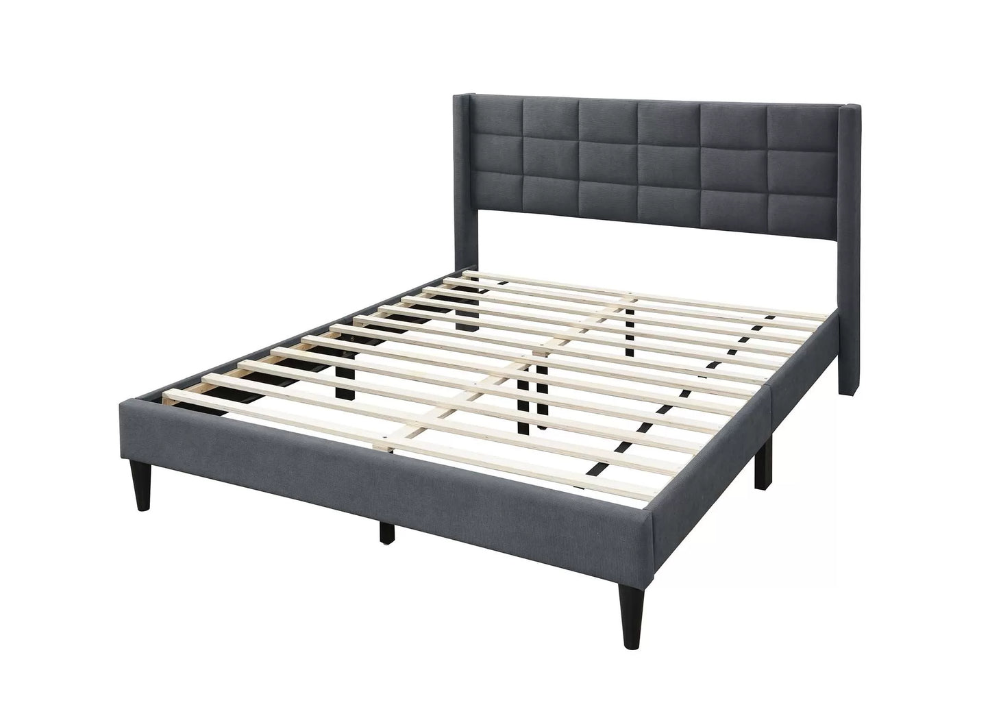 POUNDEX, GRAY FULL SIZE BED FRAME, F9651F