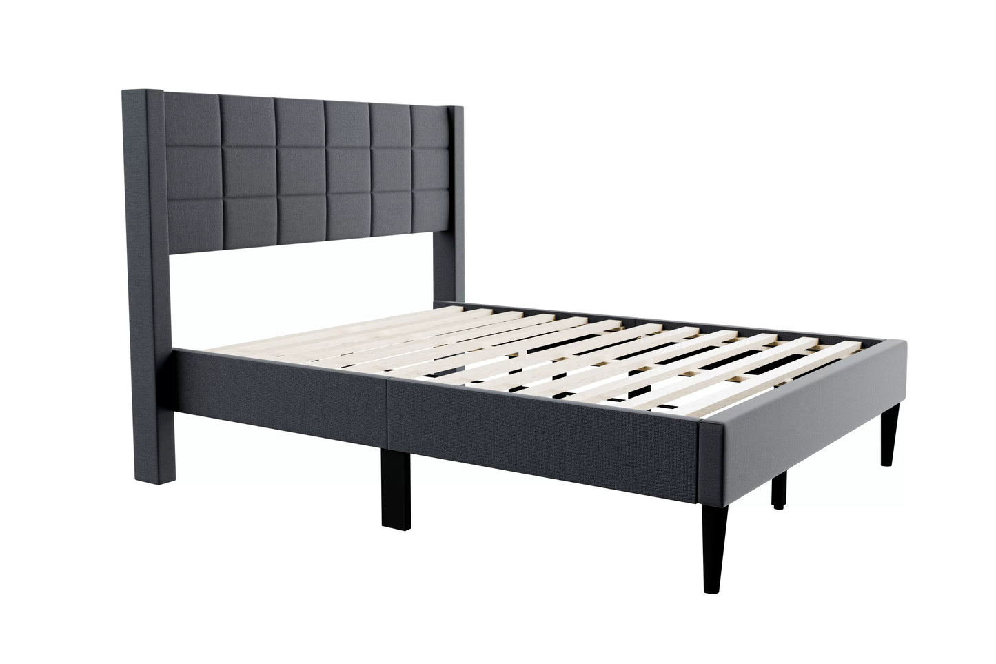 POUNDEX, GRAY FULL SIZE BED FRAME, F9651F