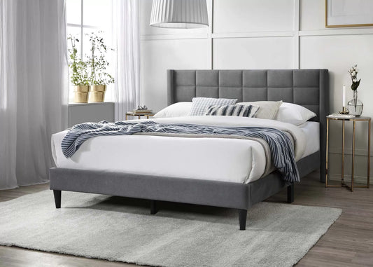 POUNDEX, GRAY FULL SIZE BED FRAME, F9651F