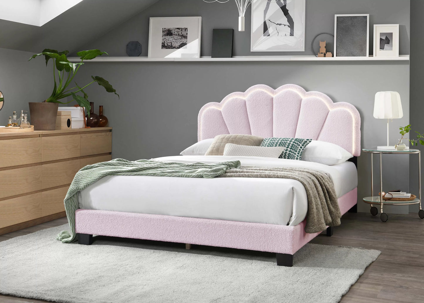 POUNDEX, FULL SIZE BED FRAME WITH LED LIGHT, F9662F
