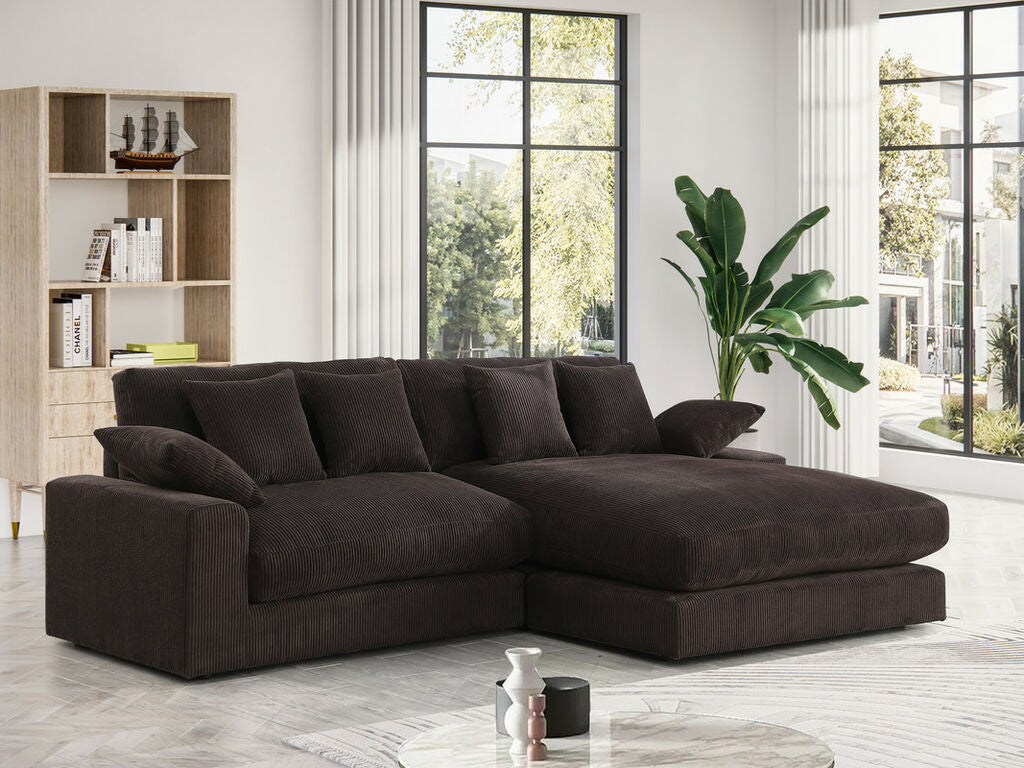 REVERSIBLE SECTIONAL CORDUROY BROWN, 81338