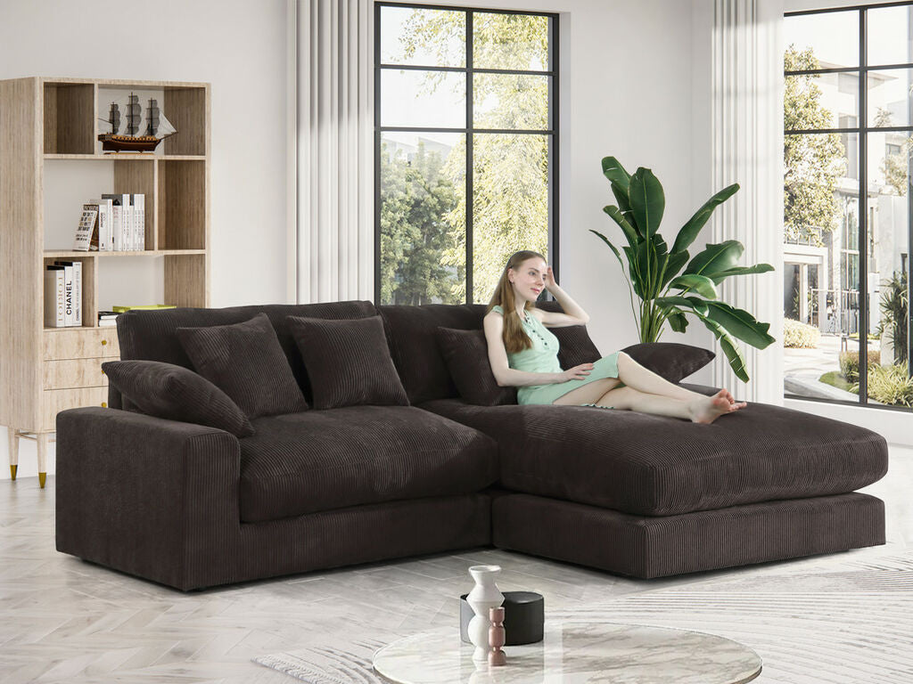 REVERSIBLE SECTIONAL CORDUROY BROWN, 81338