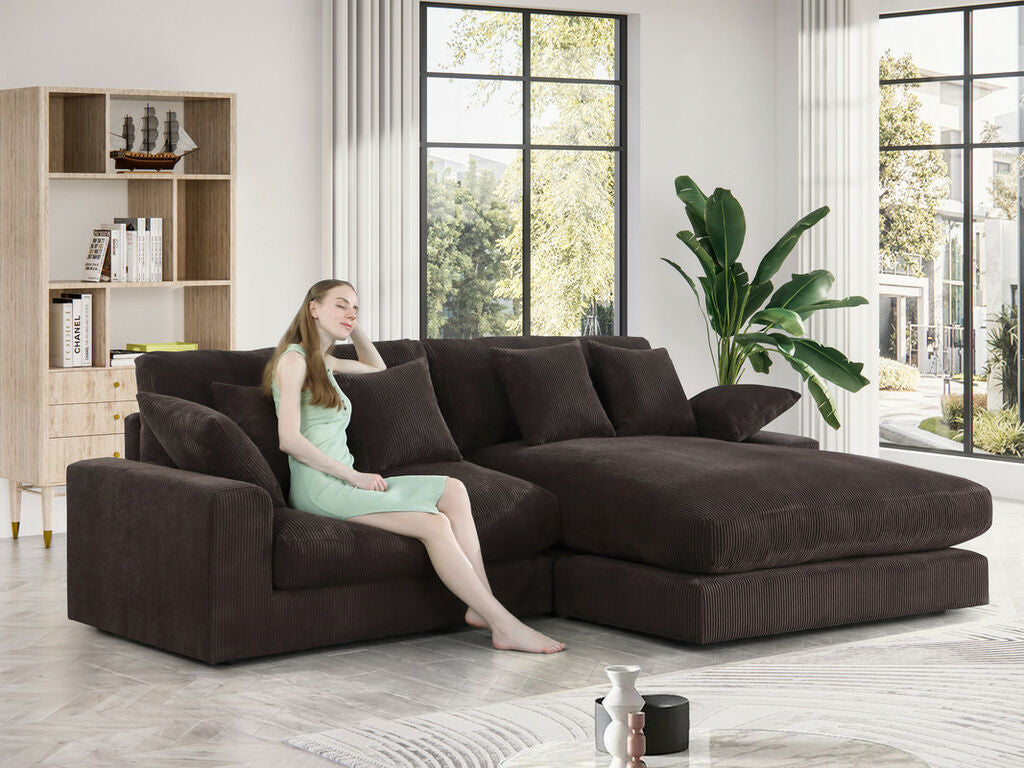 REVERSIBLE SECTIONAL CORDUROY BROWN, 81338