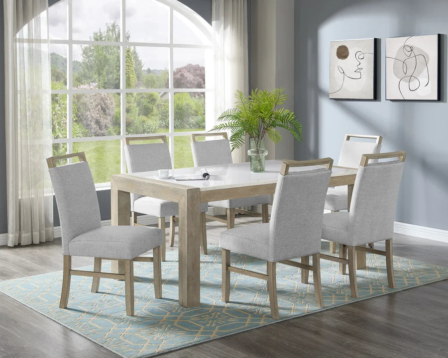 CROWN MARCK,  HAZEL MARBLE TOP DINING SET, 1321-6P-SB